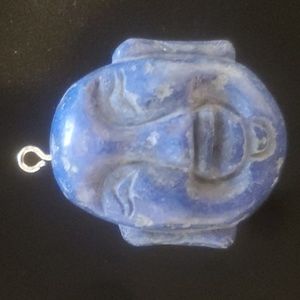 New Hand Carved Lapis Lazuli Buddha Head Pendant.
